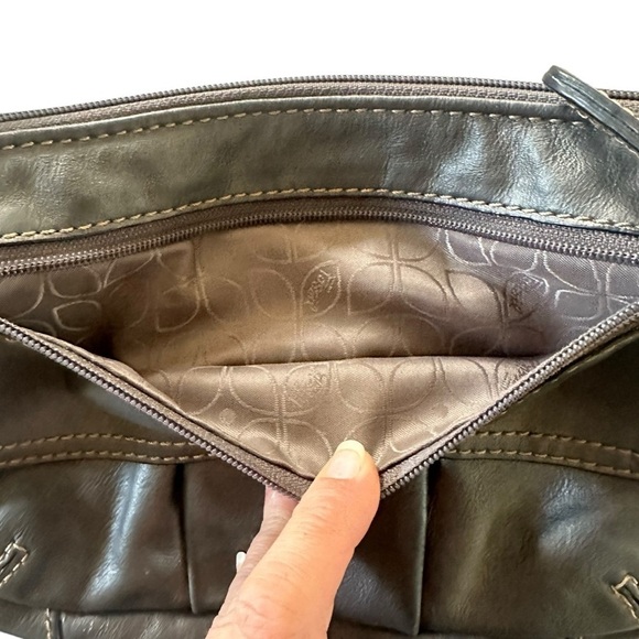 FOSSIL CROSSTOWN GREY LEATHER ORGANIZER CROSSBODY PURSE - Picture 8 of 15